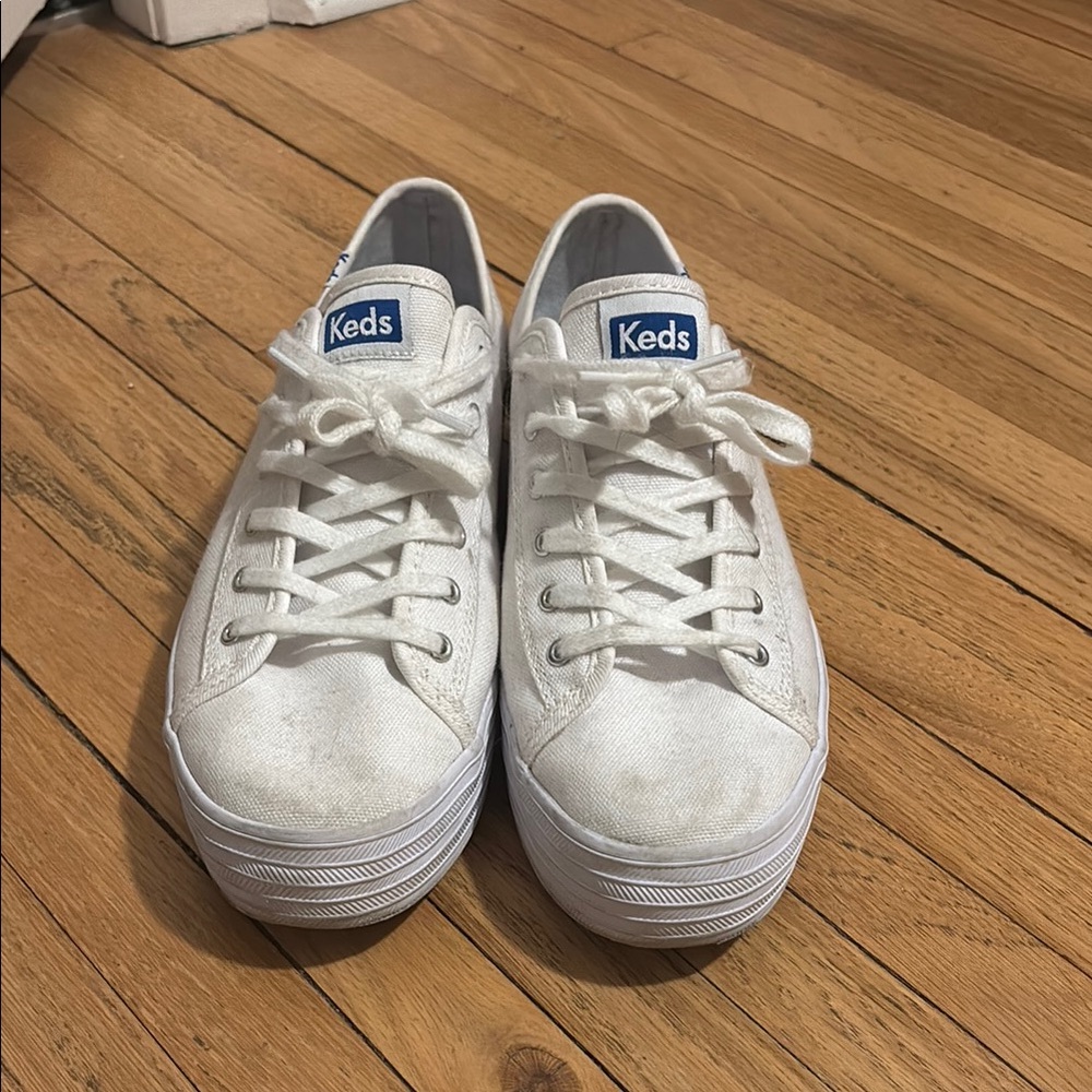 Keds White Platform Canvas Sneakers